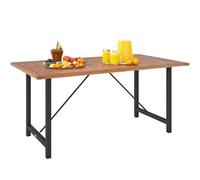 Outsunny Mesa de jardín de acacia y acero rectangular, bandeja de láminas, para balcón, patio, terraza exterior, 160 x 90 x 75 cm, teca