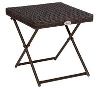 Outsunny Mesa de Jardín de Ratán Sintético 0,16 ㎡ Mesa de Terraza Exterior Plegable con Patas Cruzadas y Marco de Acero para Patio Balcón Marrón Marrón
