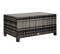Outsunny Mesa de Jardín de Ratán Sintético Mesita Auxiliar con Vidrio Templado para Terraza Patio Balcón 85x50x39 cm Gris Gris claro