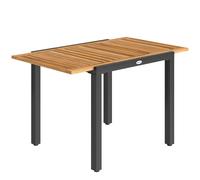 Outsunny Mesa de Jardín Extensible 120/80x70 cm Estructura de Acero y Tablero de Madera de Acacia para 4-6 Personas Natural