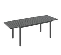 Outsunny Mesa de Jardín Extensible 150/225x85x75 cm Mesa de Comedor de Aluminio con Tablero de Listones para 6-8 Personas Gris