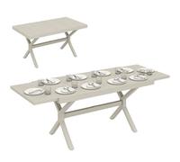 Outsunny Mesa de Jardín Extensible con Superficie de Aluminio, 154/214x85 cm, Mesa de Comedor Exterior Extensible Rectangular con Imitación Madera para 8-10 Personas, para Patio, Terraza, Gris Claro