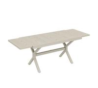 Outsunny Mesa de jardín extensible 154/214x85 cm superficie de aluminio imitación madera Gris claro