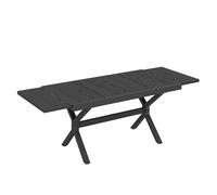 Outsunny Mesa de jardín extensible 154/214x85 cm superficie de aluminio imitación madera Gris oscuro