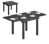 Outsunny Mesa de jardín extensible 80/160x80 cm, aluminio, lamas, Negro