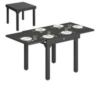 Outsunny Mesa de Jardín Extensible, Mesa de Comedor Exterior Extensible 80/160x80 cm, de Aluminio, con Superficie de Lamas, Carga 70 kg, Mesita Rectangular para 4-6 Personas, para Patio Terraza, Negro