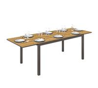 Outsunny Mesa de Jardín Extensible para 6-8 Personas 160/240x90 cm Marrón | Mesa de Comedor Exterior Extensible, con Borde de Aluminio, Carga 70 kg, Mesita Rectangular, para Patio, Terraza