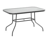 Outsunny Mesa de Jardín Exterior Rectangular de Metal Bordes Curvos con Orificio para Sombrilla Capacidad 70kg Vidrio Templado 120x80x70 cm Gris Carbón