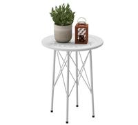 Outsunny mesa de jardín redonda mesa de terraza exterior ø40x50 cm con patas ajustables y estructura en forma de x mesa para exterior e interior blanco 50 cm