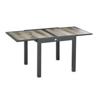 Outsunny Mesa de Jardín, Mesa de Comedor para Jardín con Tablero Extensible, Mesa de Terraza con Aspecto de Madera, Mesa de balcón de Aluminio, Beige + Gris, 160 x 80 x 75 cm Beige 80-160x80x75cm