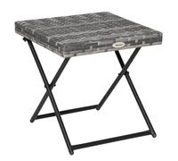 Outsunny Mesa de Jardín Mesa de Terraza de Ratán PE Plegable con Patas Cruzadas y Marco de Acero para Patio Balcón 40x40x40 cm Gris Aosom España