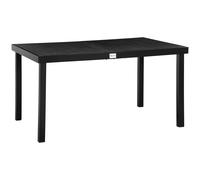 Outsunny Mesa de Jardín Rectangular de Comedor para 6 Personas con Encimera de Listones y Estructura de Aluminio 140x90x74 cm Negro Aosom España