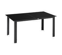 Outsunny mesa de jardín rectangular para 6 personas con marco de aluminio mesa de comedor exterior con tablero de vidrio templado carga 50 kg para terraza balcón 150x90x74 cm negro 74 cm