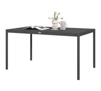 Outsunny Mesa de Jardín Rectangular para 6 , Tablero de Aluminio con Lamas, Mesa de Comedor Exterior, 145L x 90A x 74H cm