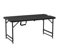 Outsunny Mesa de jardín plegable – Altura ajustable, 4 personas, 60 kg, Gris oscuro