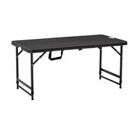 Outsunny Mesa de jardín plegable – Altura ajustable, 4 personas, 60 kg, Gris oscuro