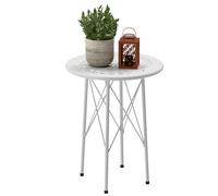 Outsunny Mesa de Jardín Redonda Mesa de Terraza Exterior Ø40x50 cm con Patas Ajustables y Estructura en Forma de X Mesa para Exterior e Interior Negro White 40x40x50cm