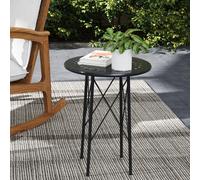 Outsunny Mesa de Jardín Redonda Mesa de Terraza Exterior Ø40x50 cm con Patas Ajustables y Estructura en Forma de X Mesa para Exterior e Interior Negro Negro