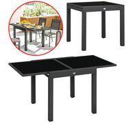 Outsunny Mesa Extensible Jardín Aluminio Vidrio Templado 160x80x75cm Gris