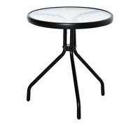 Outsunny Mesa Exterior Mesa de Café de Jardín Redonda con Tablero de Cristal Decorativo para Patio Terraza Balcón Diám.50x55 cm Negro Aosom España