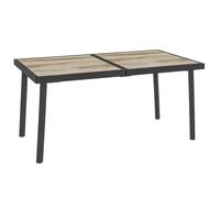 Outsunny Mesa Exterior para 6 Personas, Aspecto de Madera, Marco de Metal, Resistente a la Intemperie, 145x85x72 cm, Gris Aosom España