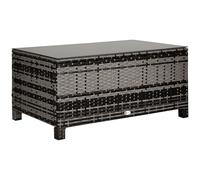 Outsunny Mesa de Jardín de Ratán Sintético Mesita Auxiliar con Vidrio Templado para Terraza Patio Balcón 85x50x39 cm Gris Gris claro