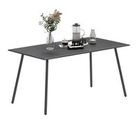 Outsunny Mesa Jardín Exterior Rectangular de Acero 150x80x74 cm Mesa Terraza Exterior con Diseño en Lamas Resistente a la Intemperie Fácil de Limpiar Gris Oscuro