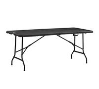 Outsunny Mesa Plegable de Jardín Rectangular Portátil 180x75,5x73 cm Mesa Jardín Exterior de Acero y HDPE con Asa de Transporte para 6 Personas Carga 100 kg Gris Oscuro