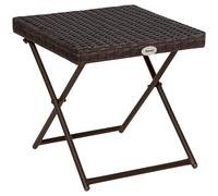 Outsunny Mesa Plegable para Jardín Terraza Patio de Ratán y Acero Inoxidable con Patas Cruzadas 40x40x40 cm Marrón Aosom España