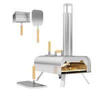 Outsunny Mini Horno de Leña para Pizza con Piedra Refractaria Pala y Patas Plegables para Camping y Exterior 79x36x75 cm Plata