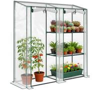 Outsunny Mini Invernadero 3 EST. 56.3x17.7x59.4 Transparente | 2 Puertas Enrollables, Invernadero de Jardín, para Patio Jardín Trasero
