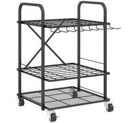 Outsunny Organizador de herramientas de jardín, soporte para herramientas de jardín 40 compartimentos a 2 niveles con ruedas 57x48x70 cm Negro