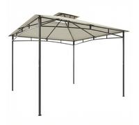 Outsunny Pabellón 3x3 m impermeable y estable, resistente al invierno, pabellón de jardín con marco superior retráctil y doble techo, blanco crema