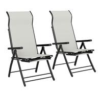 Outsunny Pack de 2 Sillas Plegables Reclinables 5 Posiciones Gris Claro