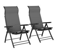 Outsunny Pack de 2 Sillas Plegables Reclinables 5 Posiciones Gris Oscuro