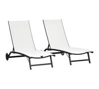 Outsunny Pack de 2 Tumbonas de Jardín Exterior Tumbonas Reclinables de Aluminio con Respaldo Ajustable de 5 Niveles y Ruedas para Playa Piscina 165x66x102 cm Gris Oscuro Cream 165x66x102cm
