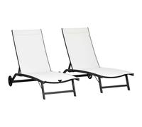 Outsunny Pack de 2 Tumbonas de Jardín Exterior Tumbonas Reclinables de Aluminio con Respaldo Ajustable de 5 Niveles y Ruedas para Playa Piscina 165x66x102 cm Gris Oscuro Cream 165x66x102cm