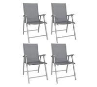Outsunny pack de 4 sillas de camping plegables, sillas de jardín exterior con respaldo alto y reposabrazos, tela textilene transpirable y marco de acero para terraza, playa, 58x62x97 cm, gris claro