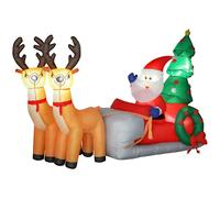 Outsunny Papá Noel Hinchable con Trineo, Renos y Árbol 216x90x150 cm