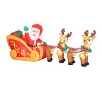 Outsunny Papá Noel Hinchable con Trineo y Renos Inflables de Navidad con Luces LED para Exterior e Interior 240x75x100 cm