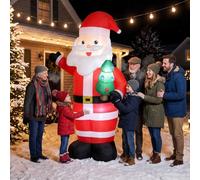 Outsunny Papá Noel Hinchable de Navidad 2,4 m con Luz LED, Decoración Navideña para Interior y Exterior
