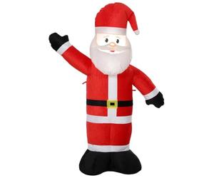 Outsunny Papá Noel Inflable 150 cm con Luz LED Acabado Aterciopelado Rojo | Papá Noel Inflable, Bolsa de Almacenamiento, Decoración Navideña para Exteriores Interiores
