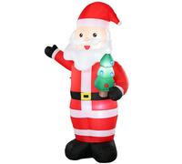 Outsunny Papá Noel inflable, 243 cm, con luces LED brillantes, decoración navideña para interior y exterior, rojo