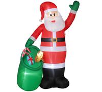 Outsunny Papá Noel inflable, 275 cm, con saco y oso, decoración navideña con luces LED integradas