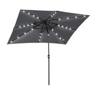 Outsunny Parasol de Terraza 268x205x248 cm con Techo Inclinable 45° Luces LED Solares Anti-UV Impermeable Gris Oscuro Aosom España