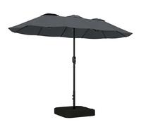 Outsunny Parasol Doble de 12 Varillas con Manivela, Base en Cruz y Sacos, en Metal y Poliéster, 3x1.5 m, Gris Oscuro Aosom España