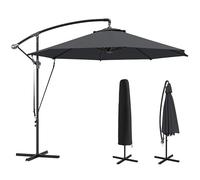Outsunny Parasol Excéntrico Ø 290 cm con Toldo Giratorio 360° Gris Oscuro