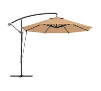 Outsunny parasol excéntrico ø 290 cm sombrilla de jardín con base cruzada toldo giratorio 360° manivela funda protectora y cuerda de viento anti-uv 50+ para terraza patio caqui
