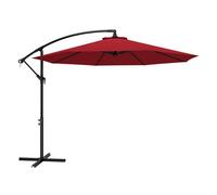 Outsunny Parasol Excéntrico Ø 295 cm Sombrilla de Jardín con Ángulo Ajustable en 3 Posiciones Base Cruzada y Manivela Tela Poliéster 180 g/m² Sombrilla para Terraza Patio Granate