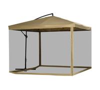 Outsunny Parasol excéntrico Ø295 cm, Sombrilla jardín, ángulo ajustable, manivela, mosquitera, Beige